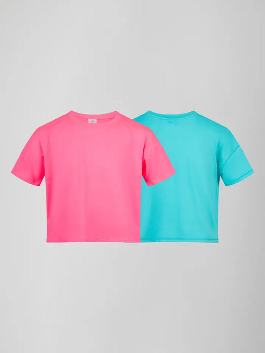 2 Pack Boxy Tops-Pink/Ceramic