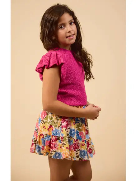 Berry Ruffle Cap Sleeve Sweater