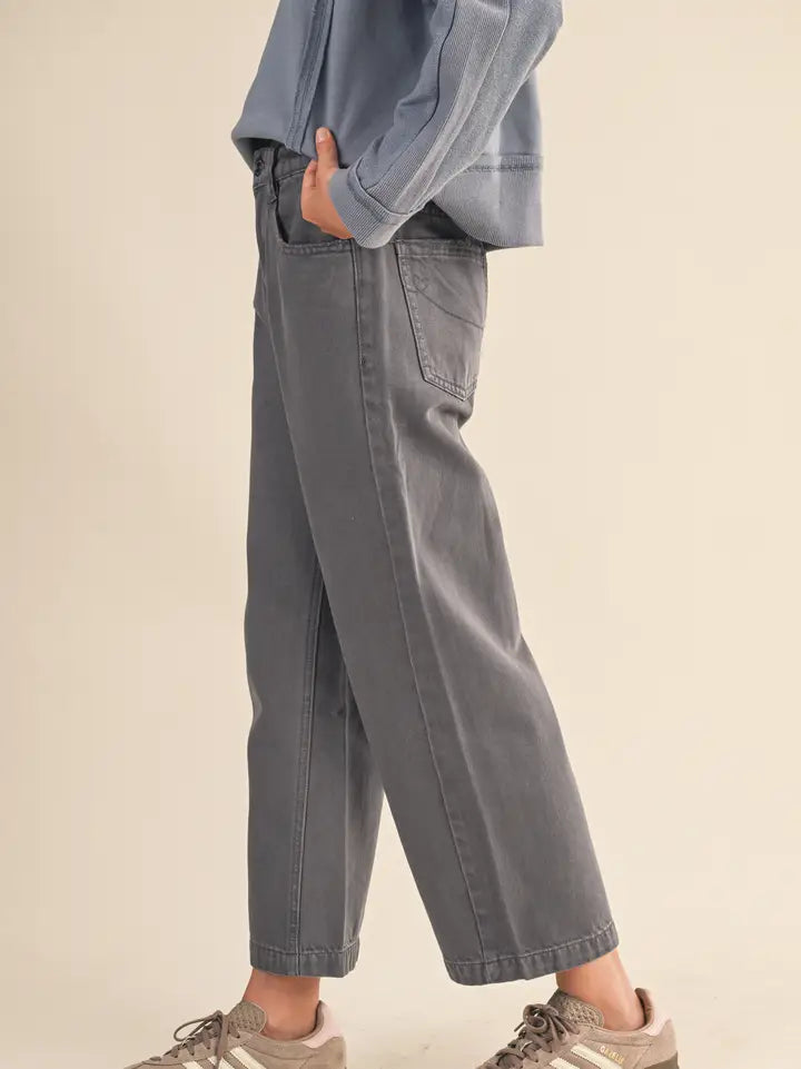 Grey Denim Barrel Pants