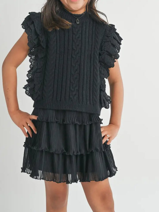 Black Lace Trim Vicky Sweater