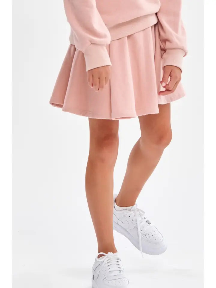 Dusty Coral Cotton Terry Skirt
