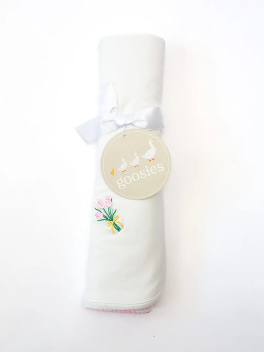 Fancy Tulips Embroidered Blanket