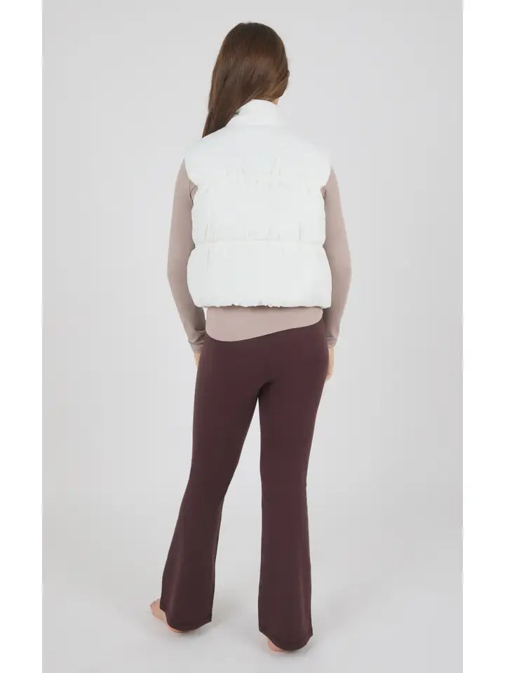 Puffer Vest, Flare Pant, Long Sleeve Top SET, Sugar Swizzle, Chococlate