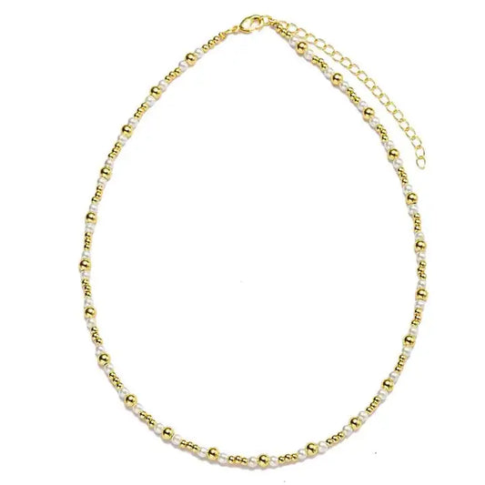 Gold Pearl Beaded Necklace