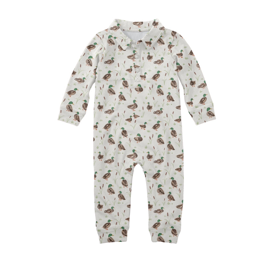 Sweatshirt Polo Romper , Mallard Drake