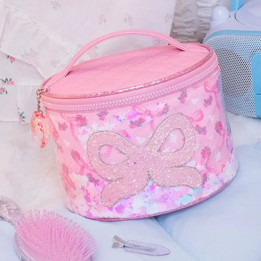 Confetti Floral Bow Round Glam Bag