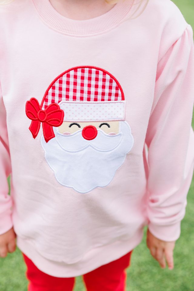 Santa French Terry Pullover, Light Pink