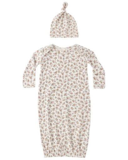 BAMBOO BABY GOWN + HAT SET WILDFLOWER