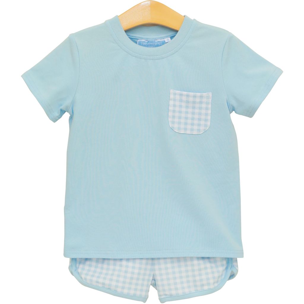 Madden Short Set-Light Blue Gingham