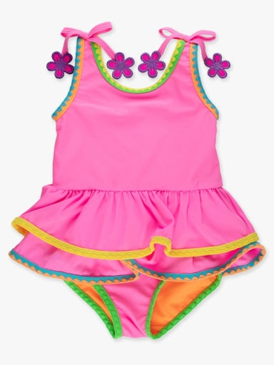 Crochet Detail Peplum One Piece Swimsuit