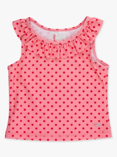 Active Ruffle Tank Top, BUBBLEGUM & VINTAGE RED POLKA DOTS