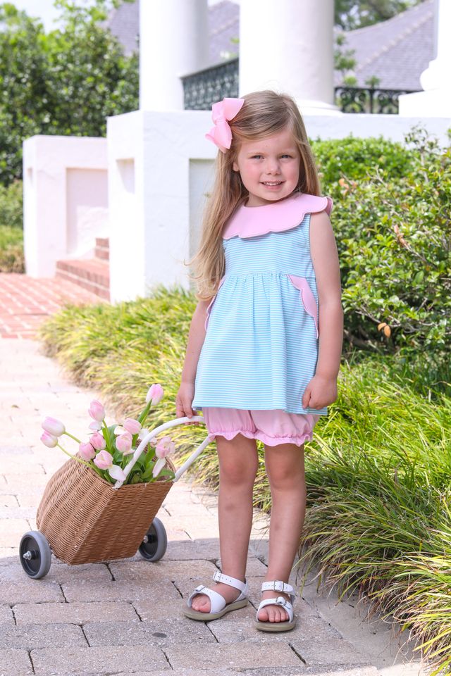 Penelope Bloomer Set-Mint Stripe/Light Pink