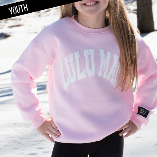 Lulu Mac Puff Pullover, Pink With White