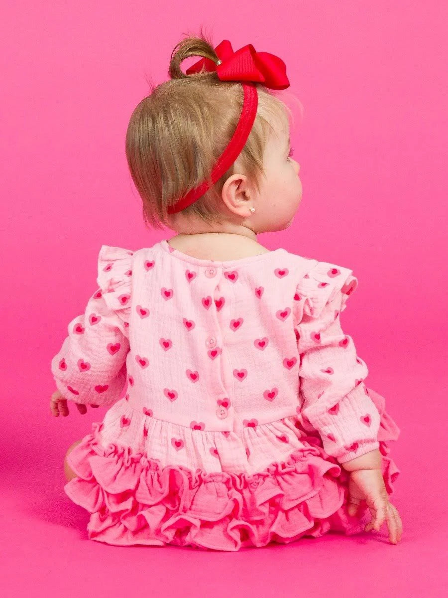 Cotton Gauze Long Sleeve Flutter Bubble Romper