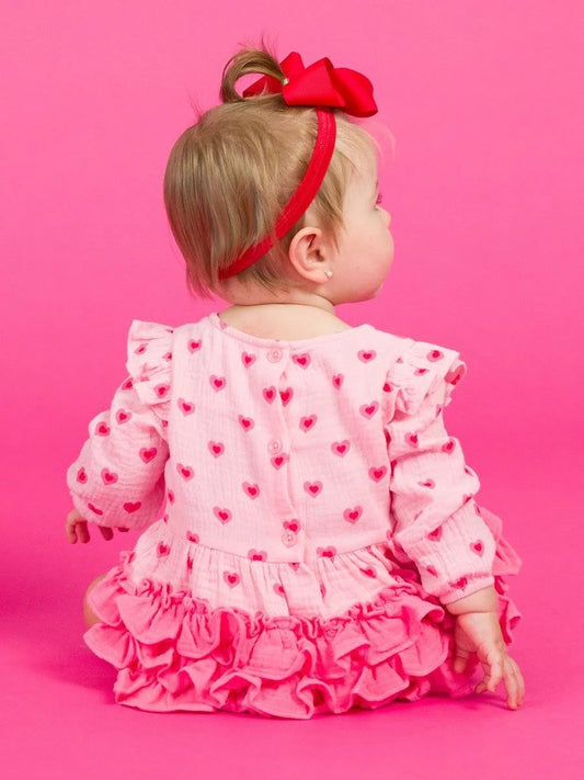 Cotton Gauze Long Sleeve Flutter Bubble Romper