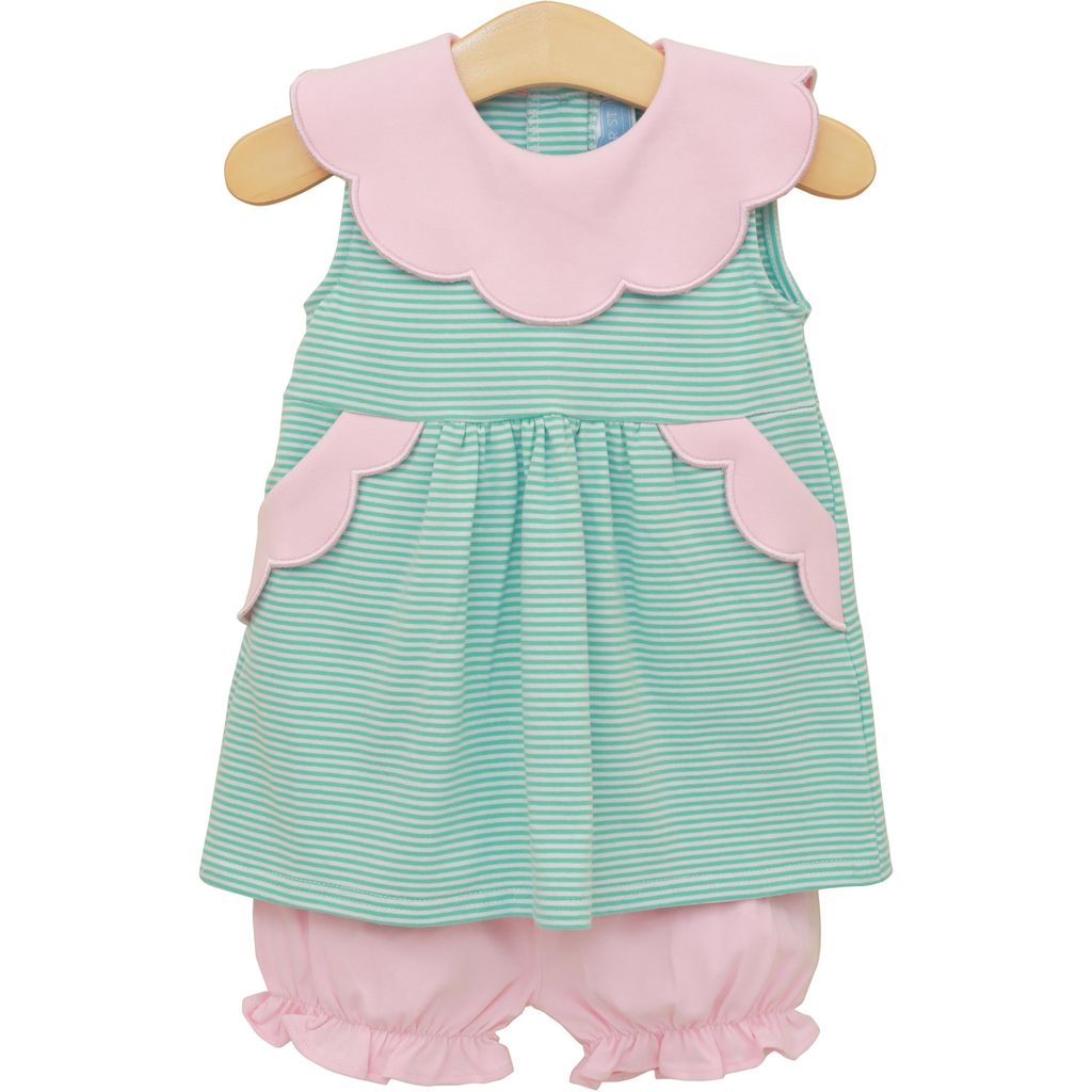 Penelope Bloomer Set-Mint Stripe/Light Pink