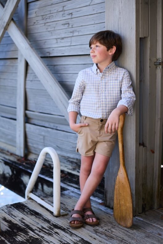 Blue/Tan Pier Front Button Down Shirt