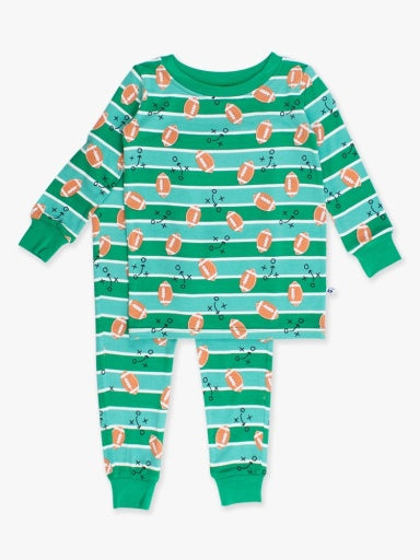 Long Sleeve Pajama Set, Bamboo Viscose, TACKLES & TOUCHDOWNS