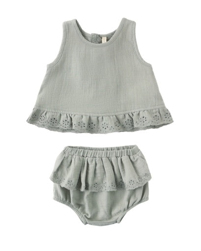 RUFFLED TULIP TOP + BLOOMER SET SAGE